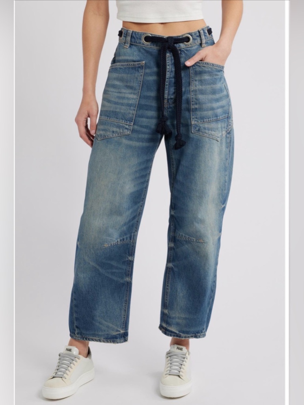 NWOT FREE PEOPLE We The Free Moxie Pull-On Barrel Jeans $148 Retail!